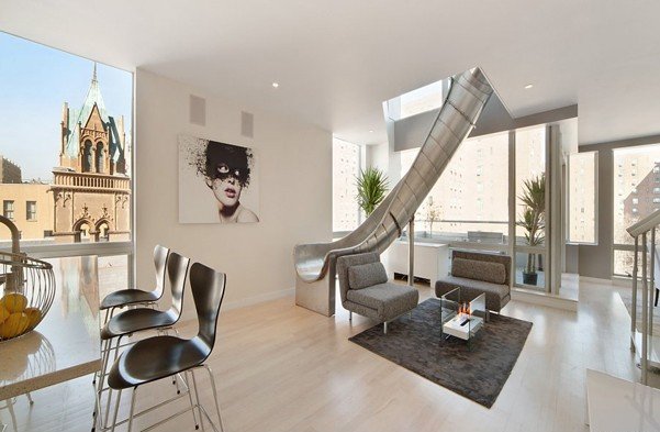 East Village penthouse in New York with a built-in slide 